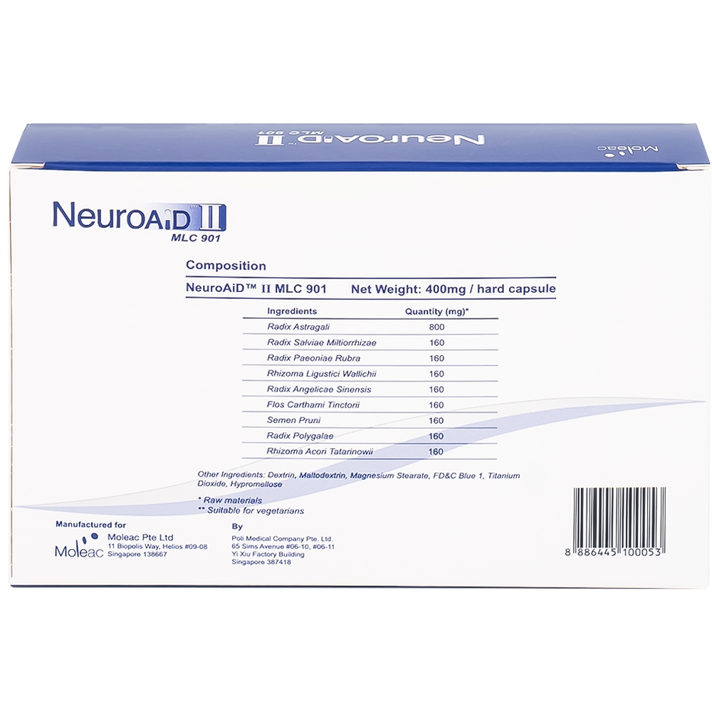 Hình ảnh Thuốc NeuroAID II MLC 901 Moleac điều trị phục hồi chức năng cho bệnh nhân đột quỵ (3 hộp x 60 viên)