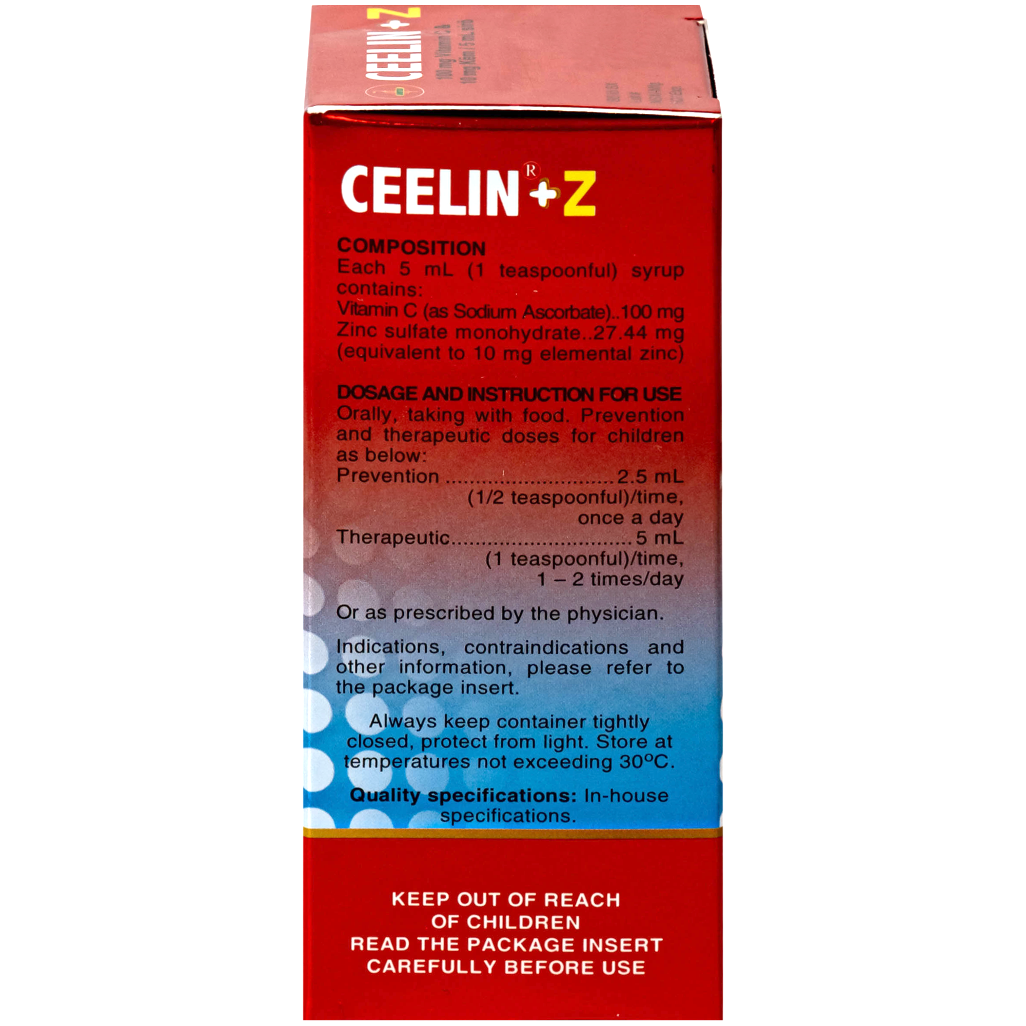 Hình ảnh Siro Ceelin + Z United phòng ngừa và điều trị thiếu vitamin C hoặc thiếu kẽm (60ml)