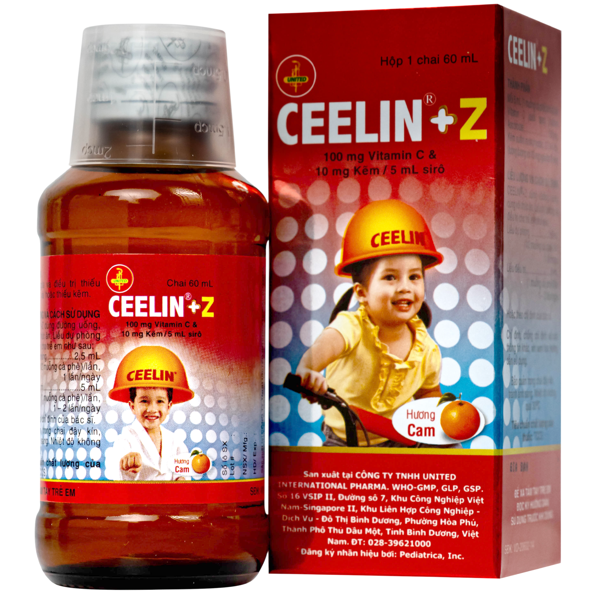 Hình ảnh Siro Ceelin + Z United phòng ngừa và điều trị thiếu vitamin C hoặc thiếu kẽm (60ml)
