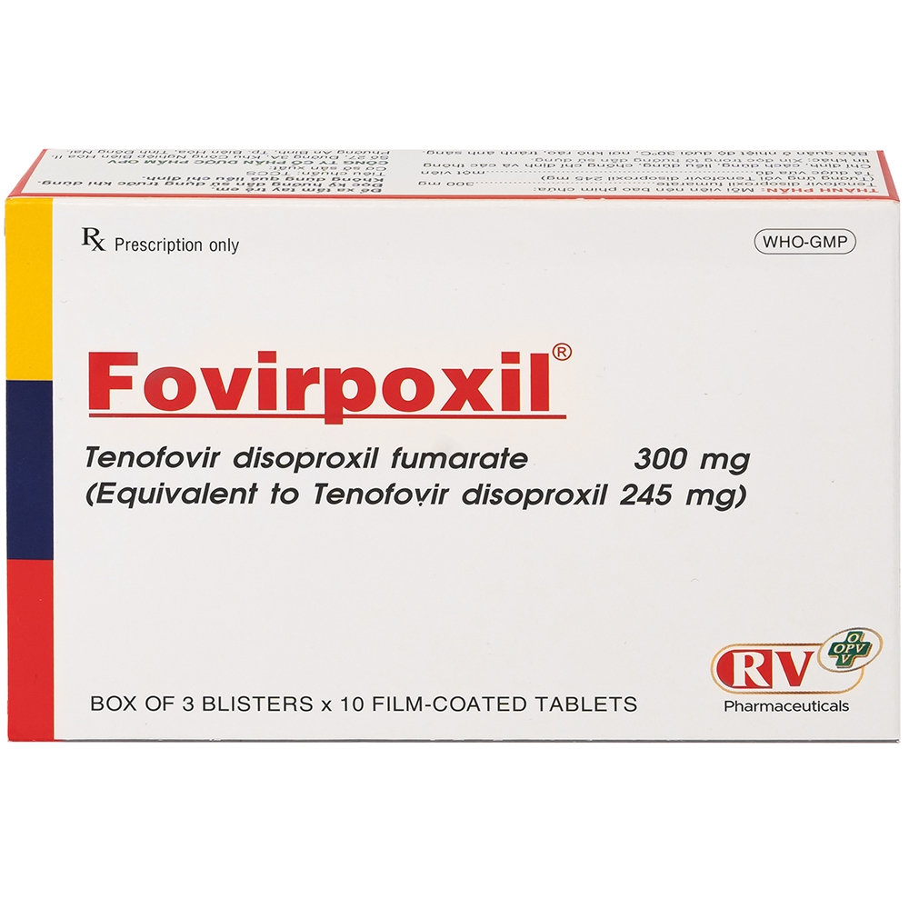 Hình ảnh Thuốc Fovirpoxil Opv Tenofovir disoproxil fumarate điều trị viêm gan B, HIV-1 (3 vỉ x 10 viên)