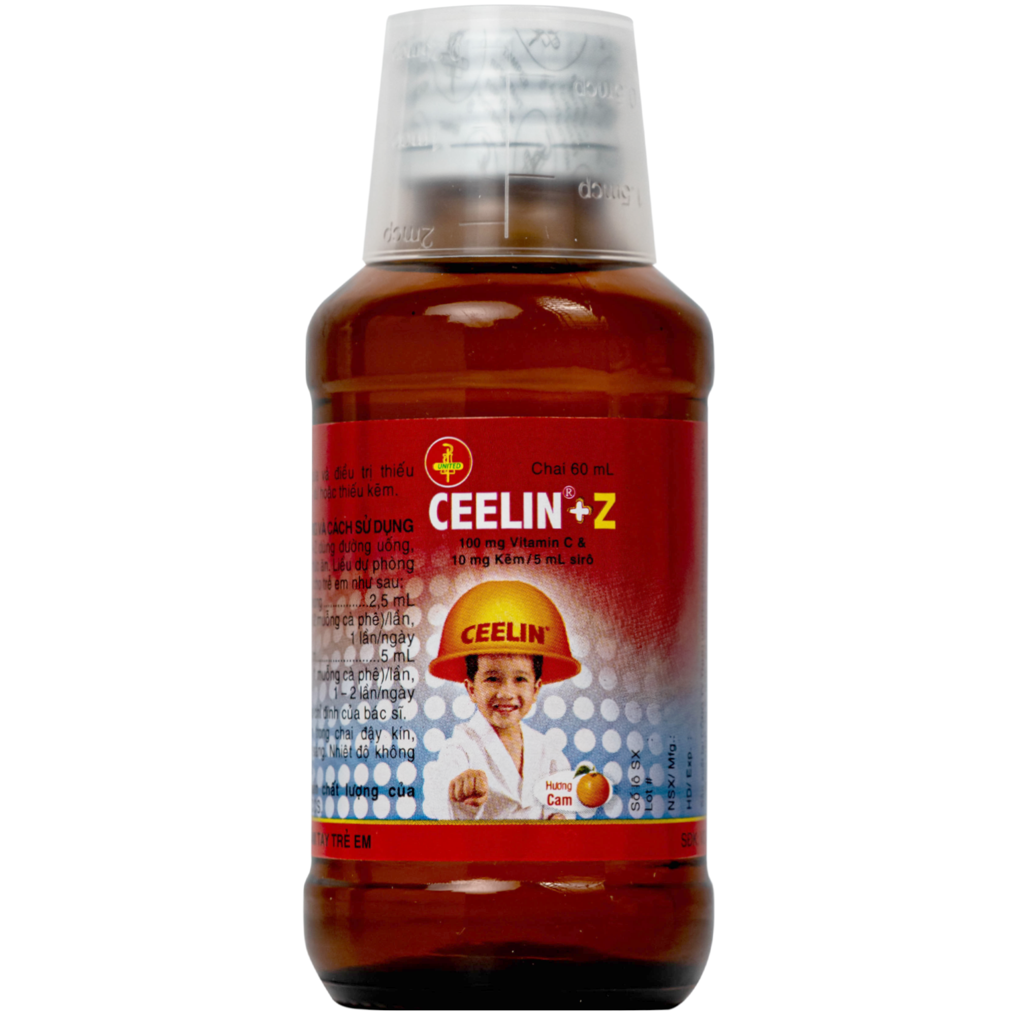 Hình ảnh Siro Ceelin + Z United phòng ngừa và điều trị thiếu vitamin C hoặc thiếu kẽm (60ml)