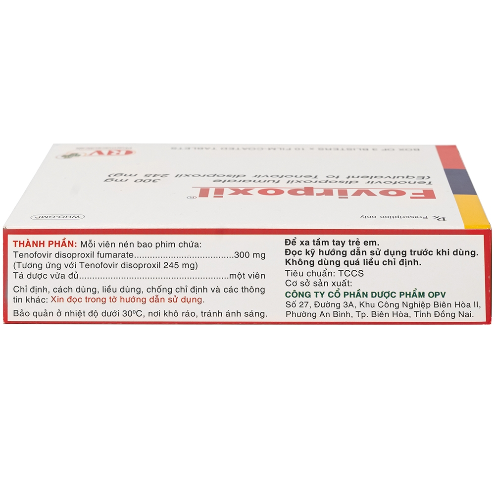 Hình ảnh Thuốc Fovirpoxil Opv Tenofovir disoproxil fumarate điều trị viêm gan B, HIV-1 (3 vỉ x 10 viên)