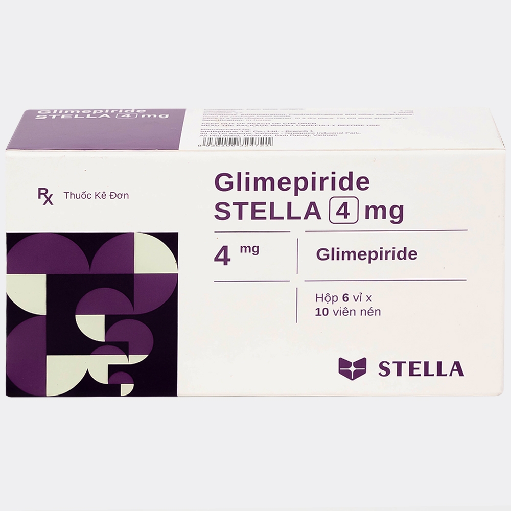 Hình ảnh Thuốc Glimepiride 4mg Stella Pharm giảm đường huyết cho bệnh đái tháo đường típ 2 (6 vỉ x 10 viên)