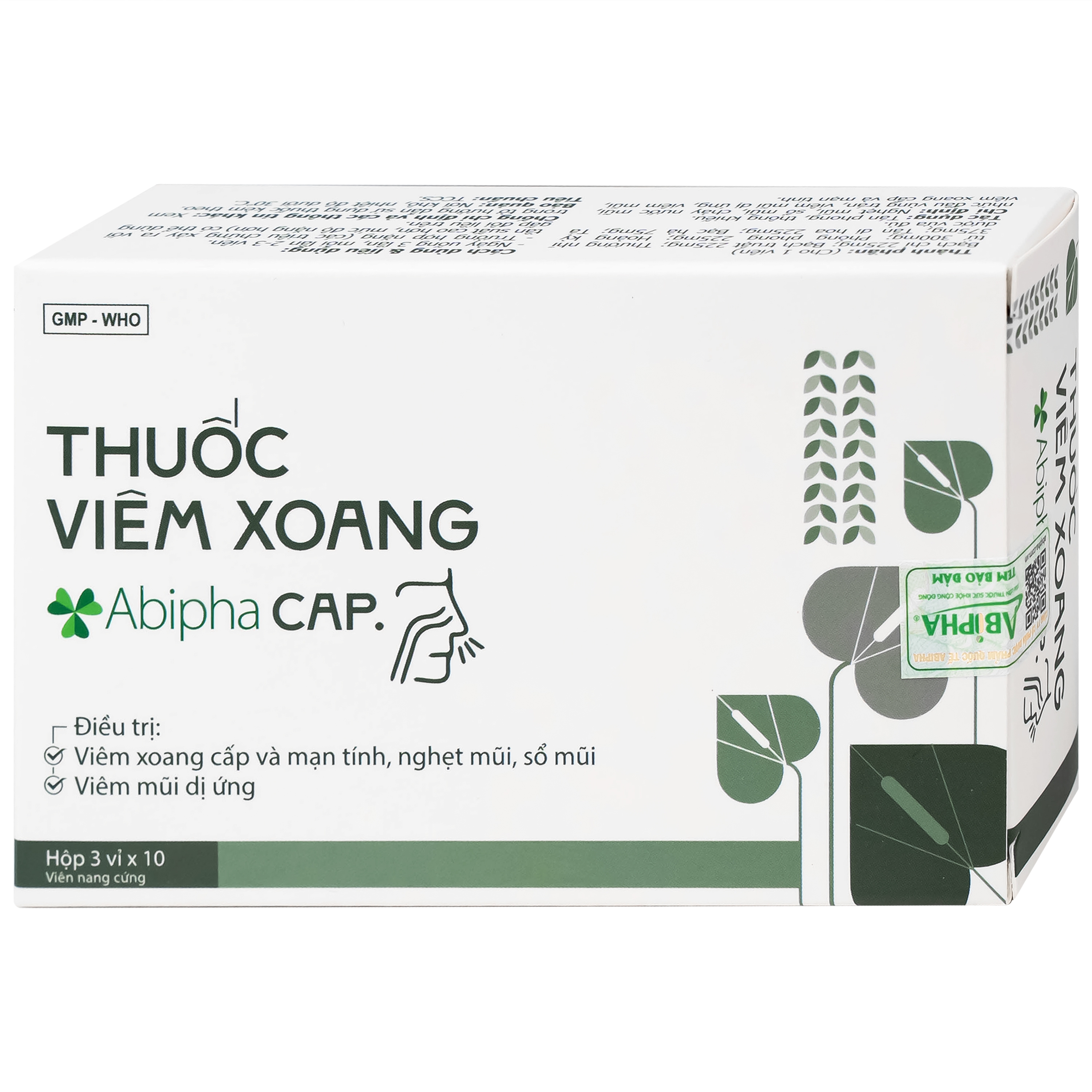 Hình ảnh Thuốc viêm xoang Abipha Cap điều trị viêm xoang, nghẹt mũi, sổ mũi, viêm mũi dị ứng (3 vỉ x 10 viên)