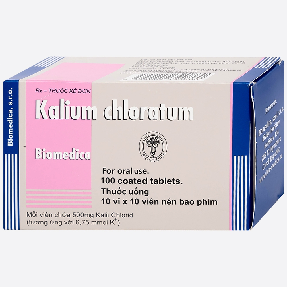 Hình ảnh Thuốc Kalium Chloratum Biomedica dùng trong phòng và điều trị một số trường hợp thiếu kali (10 vỉ x 10 viên)