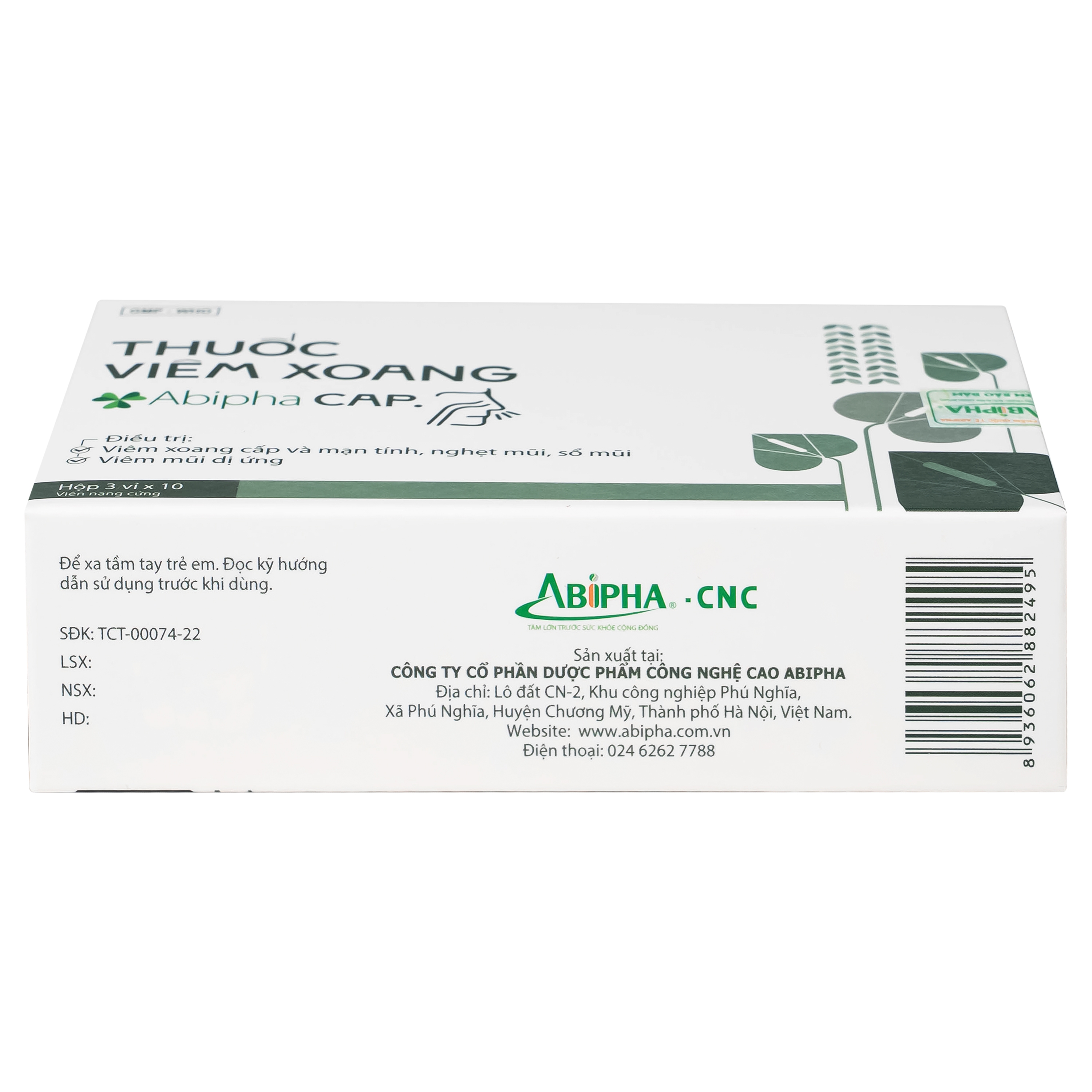Hình ảnh Thuốc viêm xoang Abipha Cap điều trị viêm xoang, nghẹt mũi, sổ mũi, viêm mũi dị ứng (3 vỉ x 10 viên)