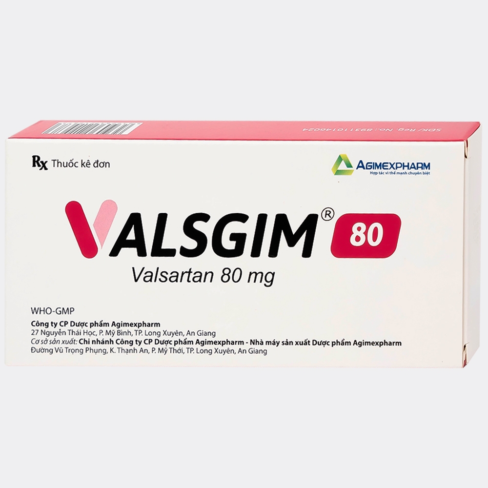 Hình ảnh Thuốc Valsgim 80 Agimexpharm điều trị tăng huyết áp, suy tim (2 vỉ x 14 viên)