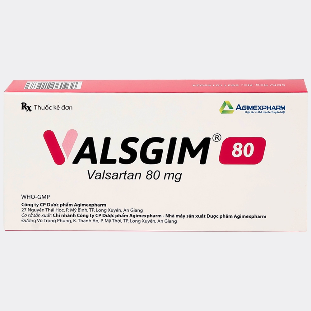 Hình ảnh Thuốc Valsgim 80 Agimexpharm điều trị tăng huyết áp, suy tim (2 vỉ x 14 viên)