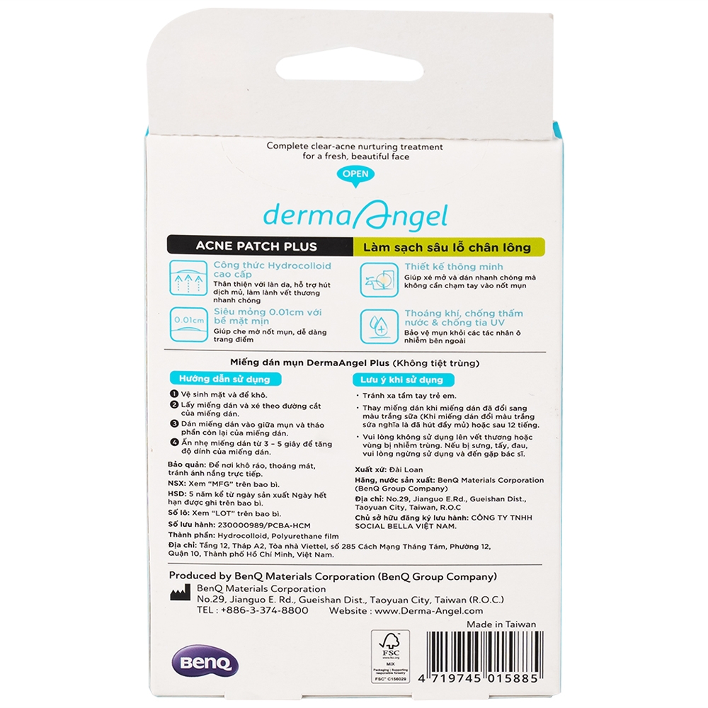 Hình ảnh Miếng dán mụn ban ngày DermaAngel Plus hỗ trợ hút dịch mủ, làm lành vết thương nhanh chóng (12 miếng)