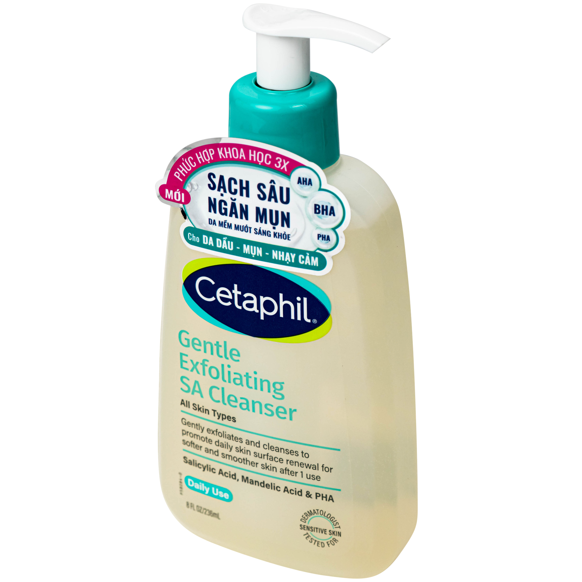 Hình ảnh Sữa rửa mặt sạch dầu, ngăn mụn cho da nhạy cảm Cetaphil Gentle Exfoliating SA Cleanser (236ml)