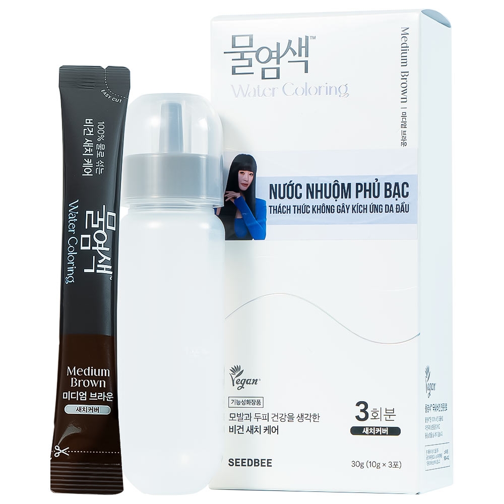 Hình ảnh Nước nhuộm phủ bạc - nâu hạt dẻ Seedbee Water Coloring Medium Brown Nbiyan (30g)