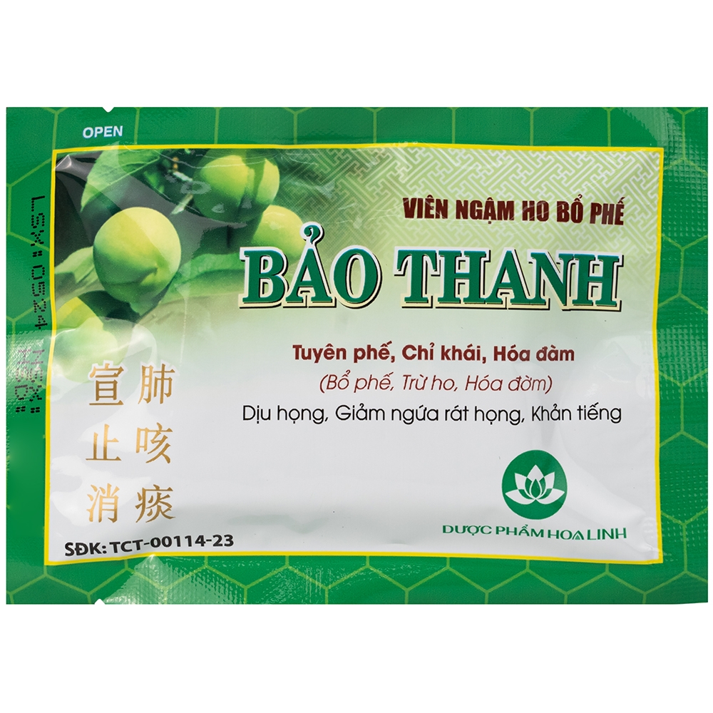 Hình ảnh Viên ngậm ho bổ phế Bảo Thanh trừ ho, hoá đờm (20 vỉ x 5 viên)