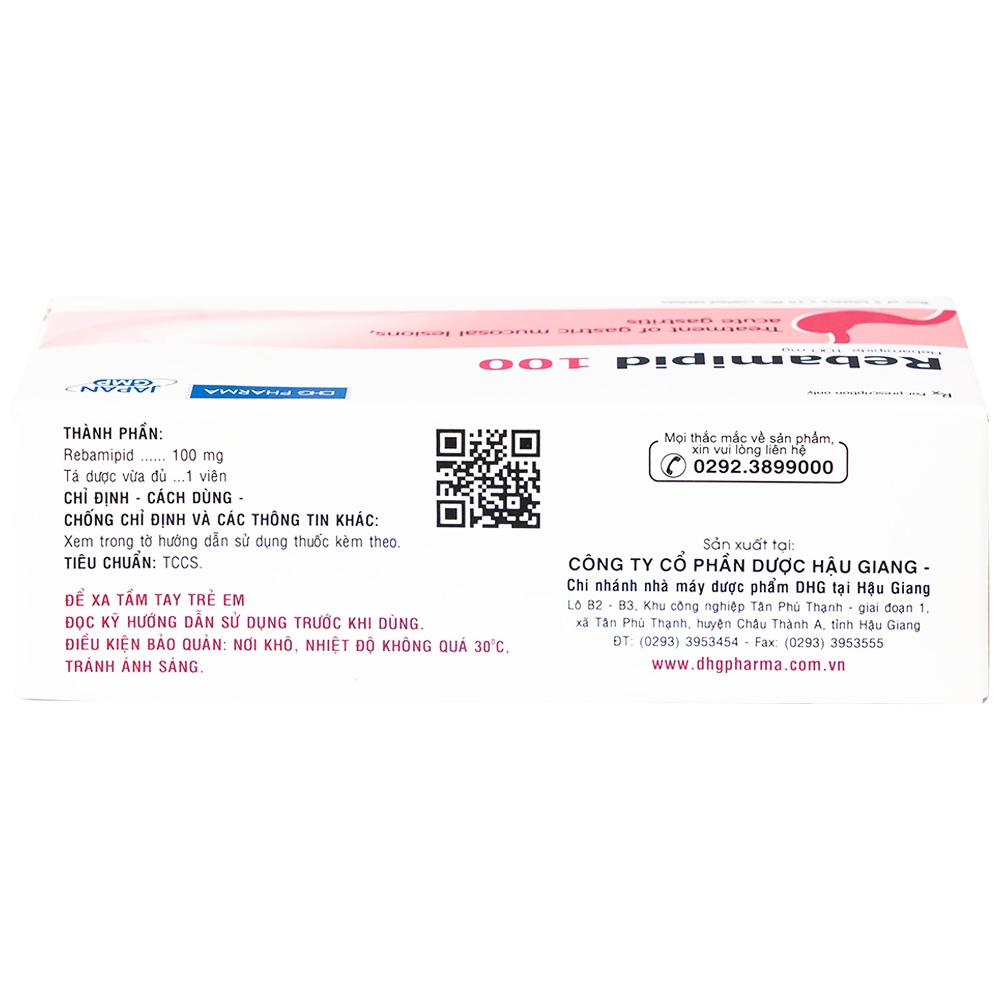 Hình ảnh Thuốc Rebamipid 100 DHG điều trị loét dạ dày (5 vỉ x 10 viên)