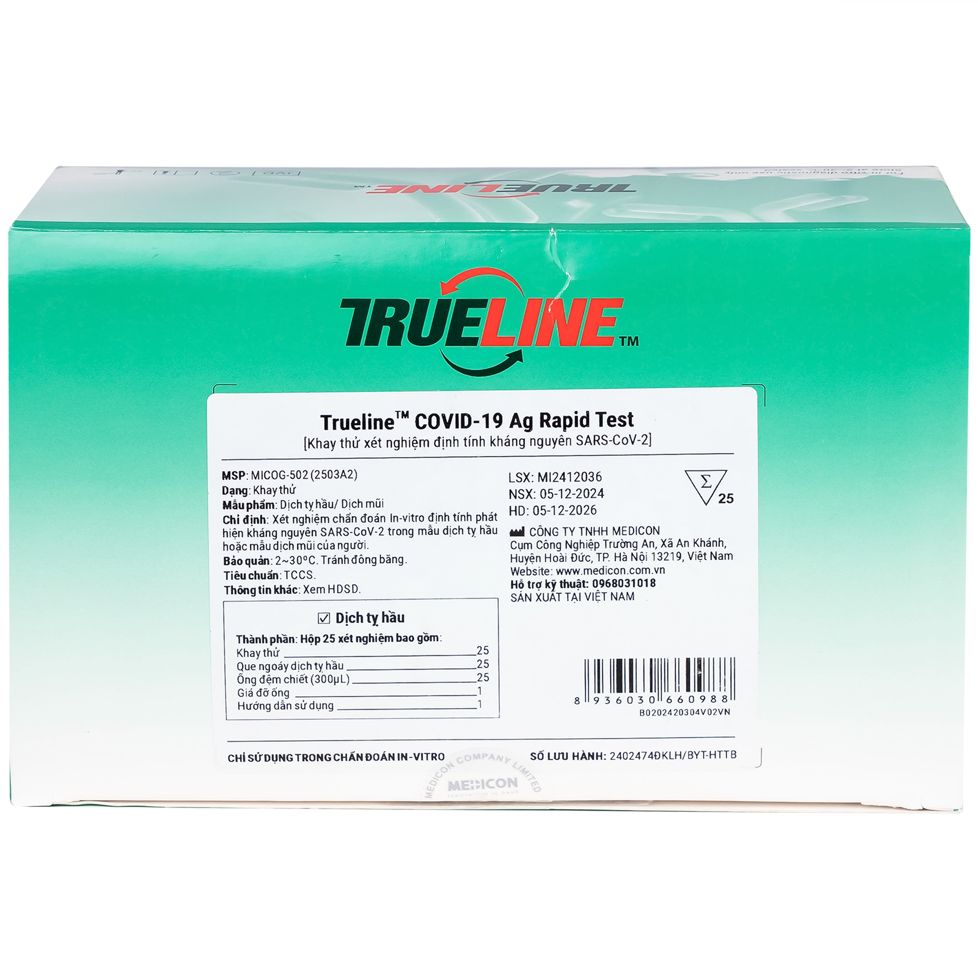 Hình ảnh Kit test Covid Trueline - việt nam khay thử xét nghiệm kháng nguyên Sars Cov-2 (25 kit)