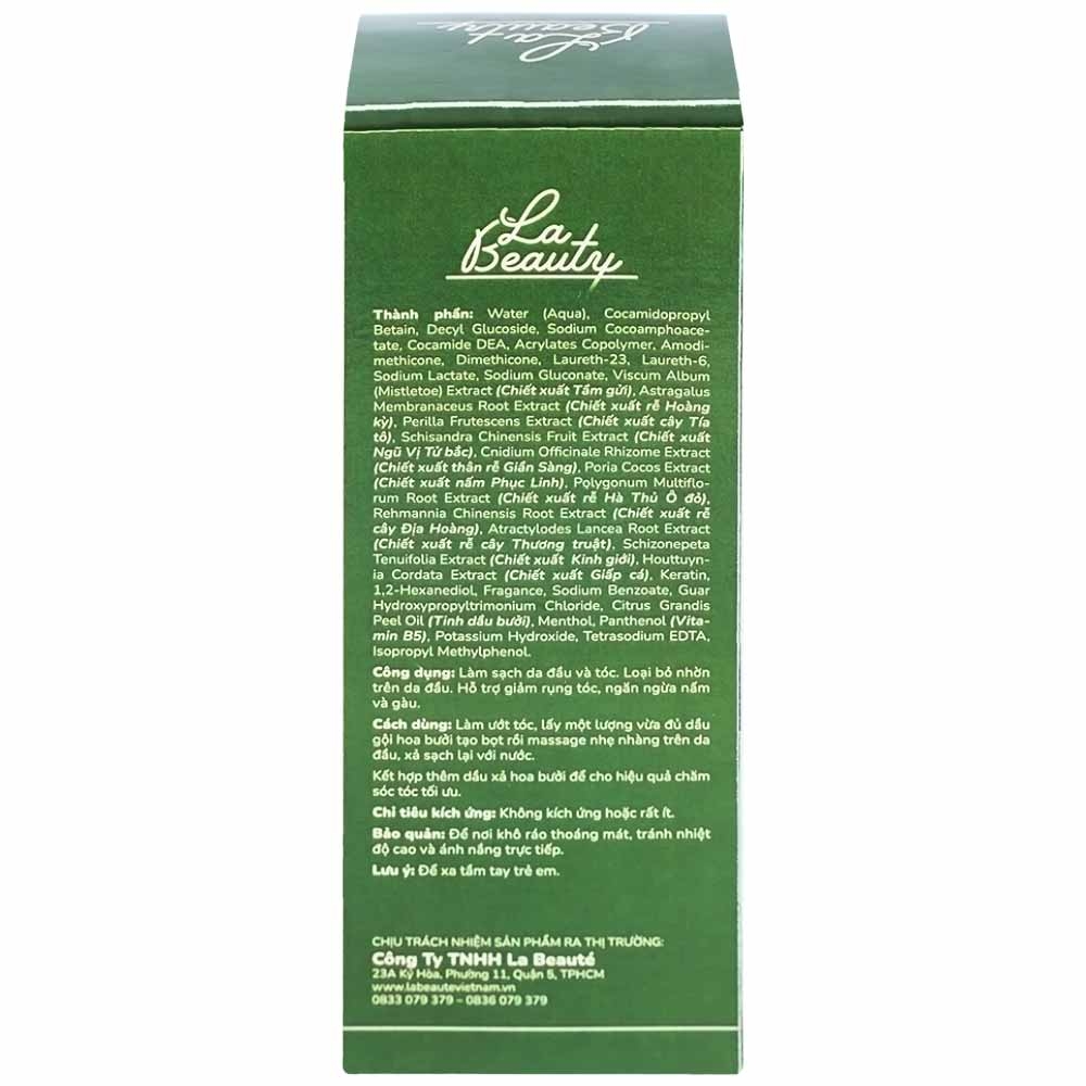 Hình ảnh Dầu gội hoa bưởi La Beauty hỗ trợ giảm rụng tóc, ngăn ngừa nấm gàu (300ml)