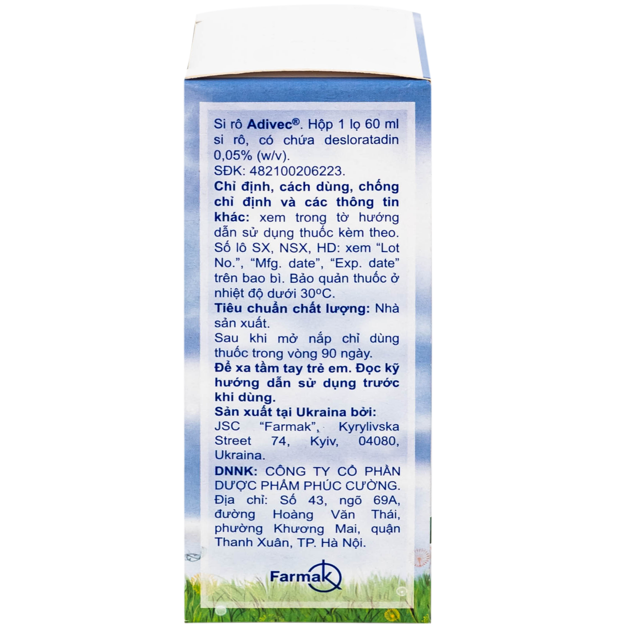 Hình ảnh Thuốc Adivec 0.5mg điều trị viêm
mũi dị ứng (60ml)