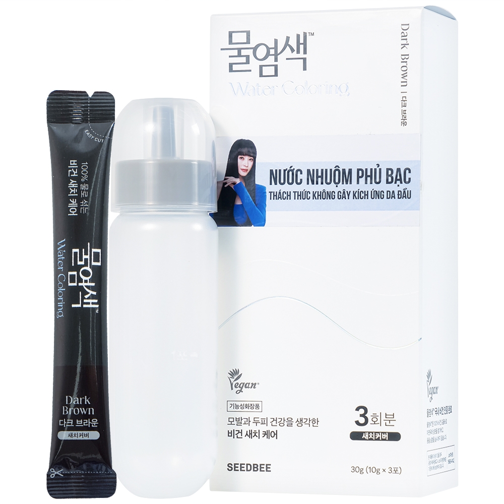 Hình ảnh Nước nhuộm phủ bạc - nâu đen Seedbee Water Coloring Dark Brown Nbiyan (30g)