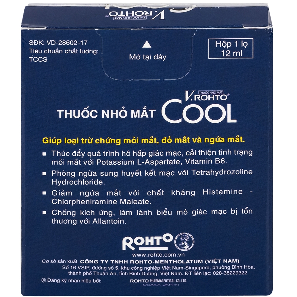 Hình ảnh Thuốc nhỏ mắt V.Rohto Cool (12ml) điều trị mỏi mắt, đỏ mắt, ngứa mắt