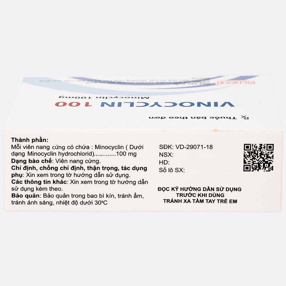 Hình ảnh Thuốc Vinocyclin 100 Medisun điều trị mụn trứng cá, nhiễm trùng đường hô hấp (3 vỉ x 10 viên)