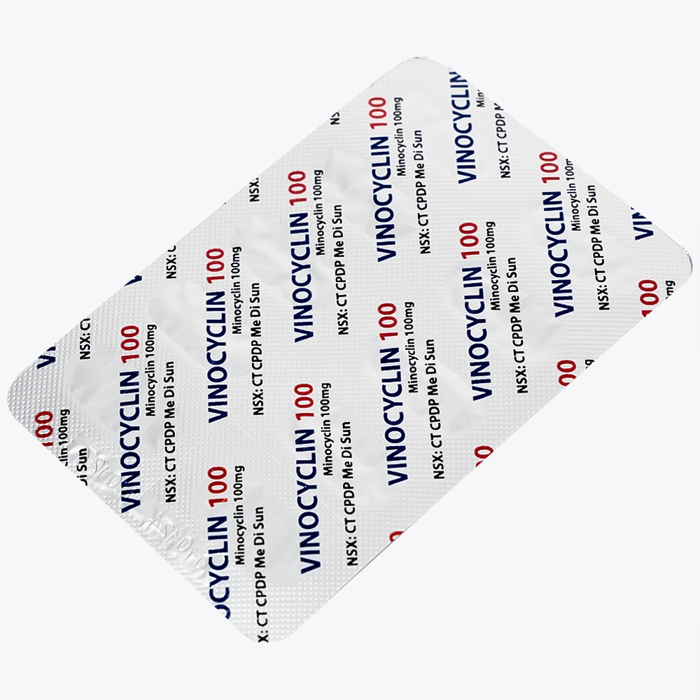 Hình ảnh Thuốc Vinocyclin 100 Medisun điều trị mụn trứng cá, nhiễm trùng đường hô hấp (3 vỉ x 10 viên)