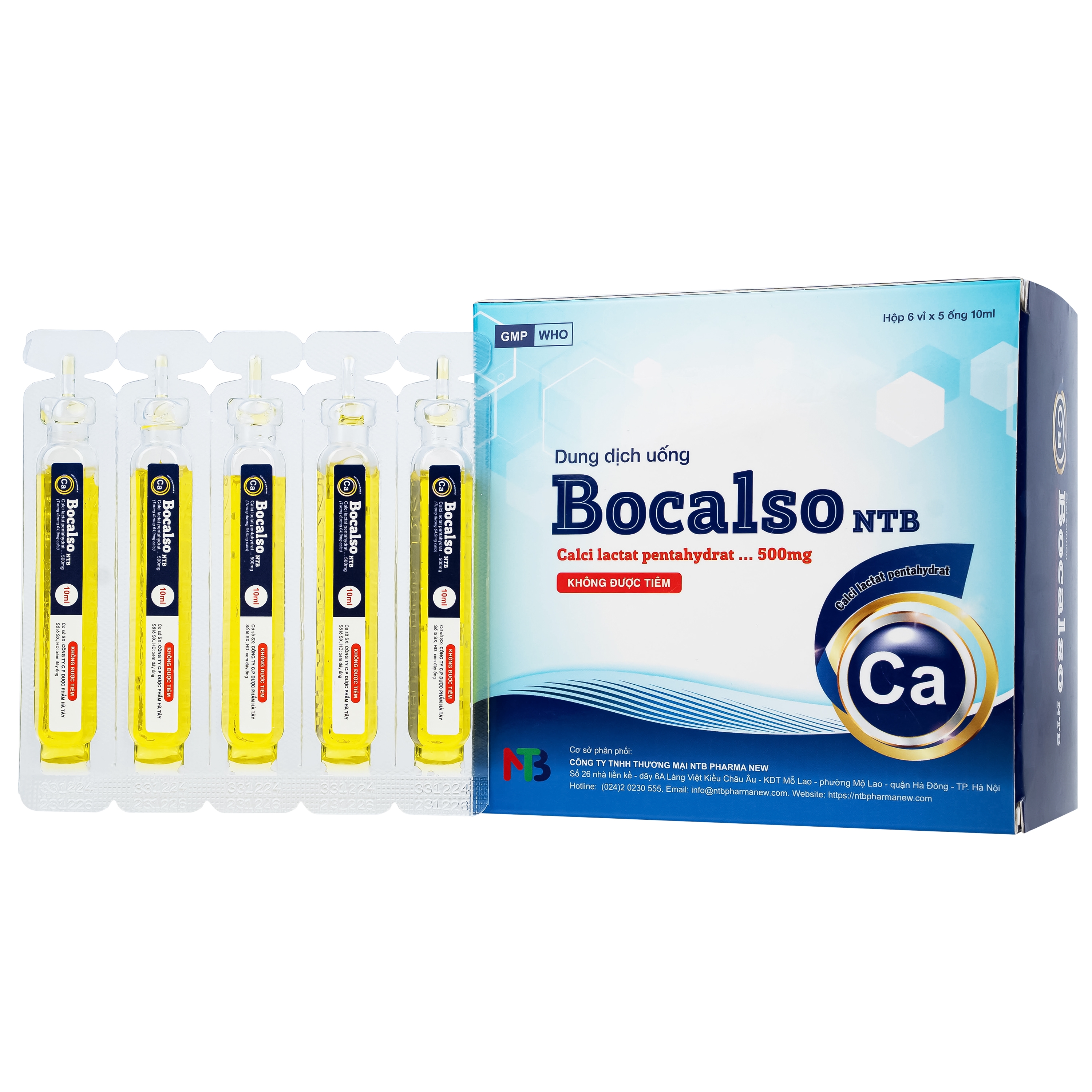 Hình ảnh Thuốc Bocalso NTB Pharma bổ sung canxi cho các trường hợp có nguy cơ thiếu canxi (6 vỉ x 5 ống)