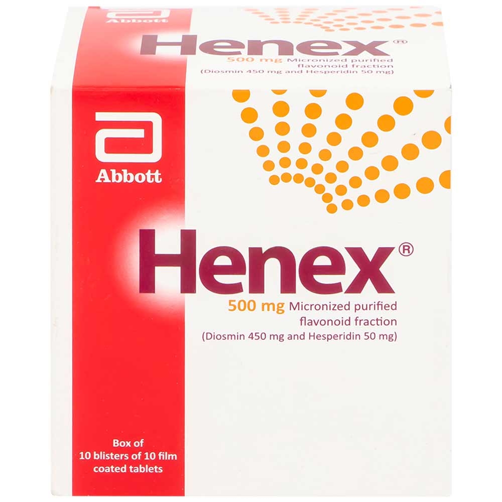 Hình ảnh Thuốc Henex 500mg Abbott điều trị suy tĩnh mạch - mạch bạch huyết, cơn trĩ cấp (10 vỉ x 10 viên)