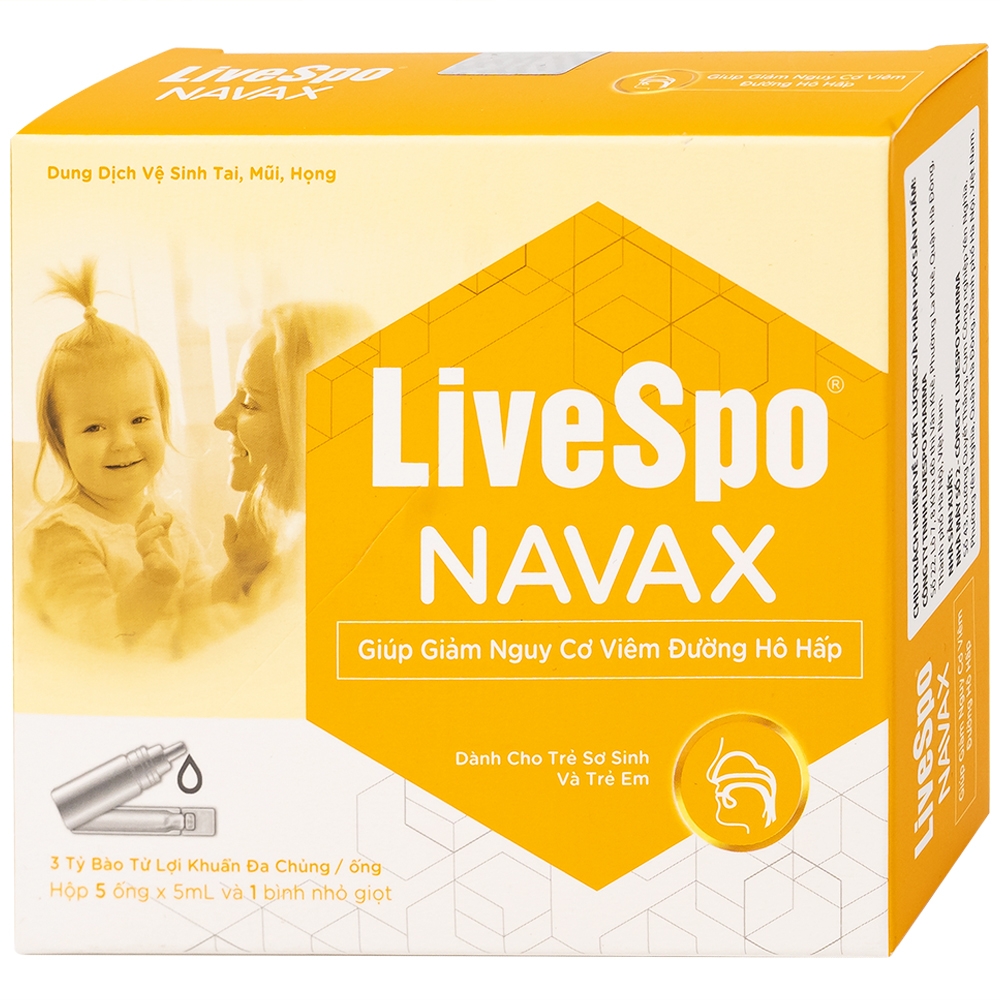 Hình ảnh Dung dịch vệ sinh tai, mũi, họng Livespo Navax 5ml giảm sổ mũi, viêm tai, viêm xoang (5 ống và 1 bình nhỏ giọt)