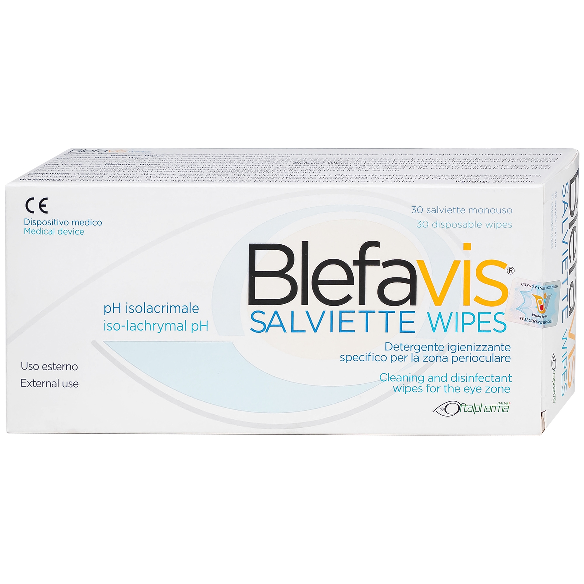 Hình ảnh Gạc lau mi mắt Blefavis Wipes (30 miếng) làm sạch mí mắt nhạy cảm, viêm bờ mi, sát khuẩn trước & sau phẫu thuật