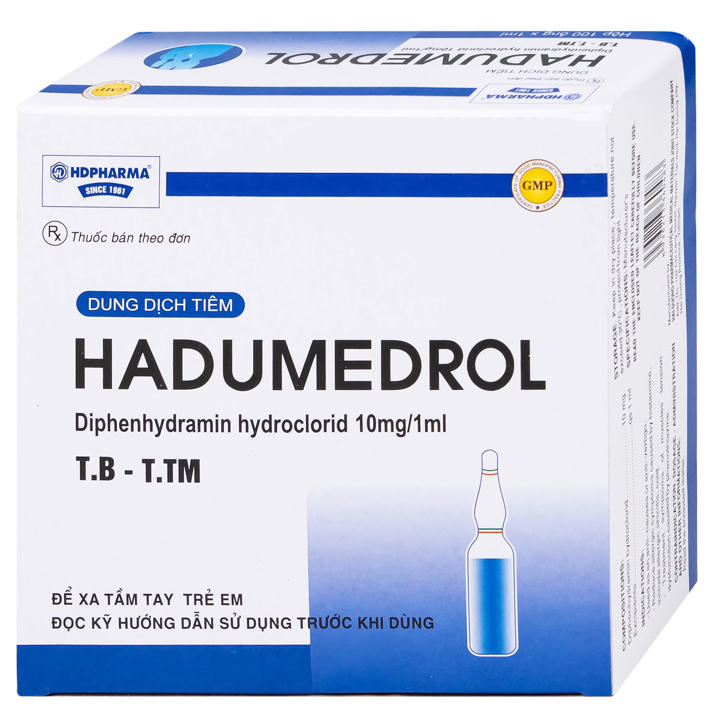 Hình ảnh Thuốc Hadumedrol 10mg/ml Hdpharma giúp chống buồn nôn hoặc chóng mặt (100 ống x 1ml)