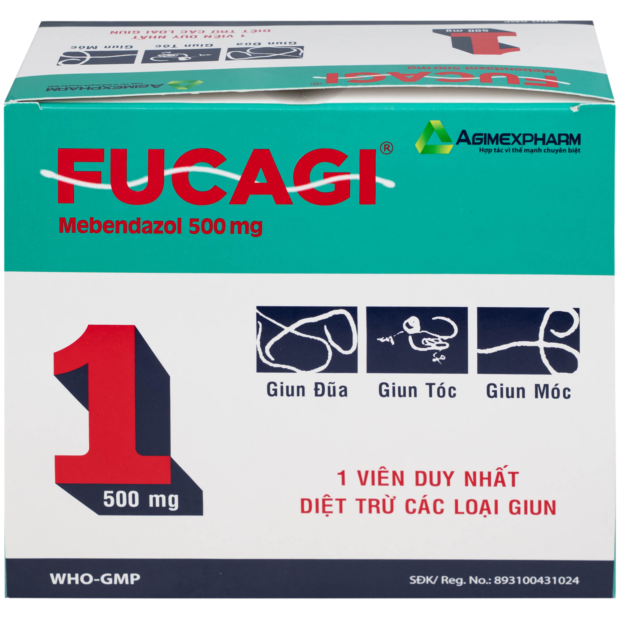 Hình ảnh Thuốc Fucagi 500mg Agimexpharm điều trị nhiễm một hoặc nhiều loại giun đường ruột (1 viên)