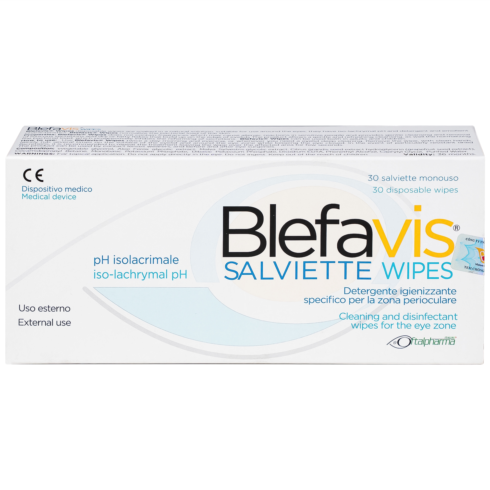 Hình ảnh Gạc lau mi mắt Blefavis Wipes (30 miếng) làm sạch mí mắt nhạy cảm, viêm bờ mi, sát khuẩn trước & sau phẫu thuật