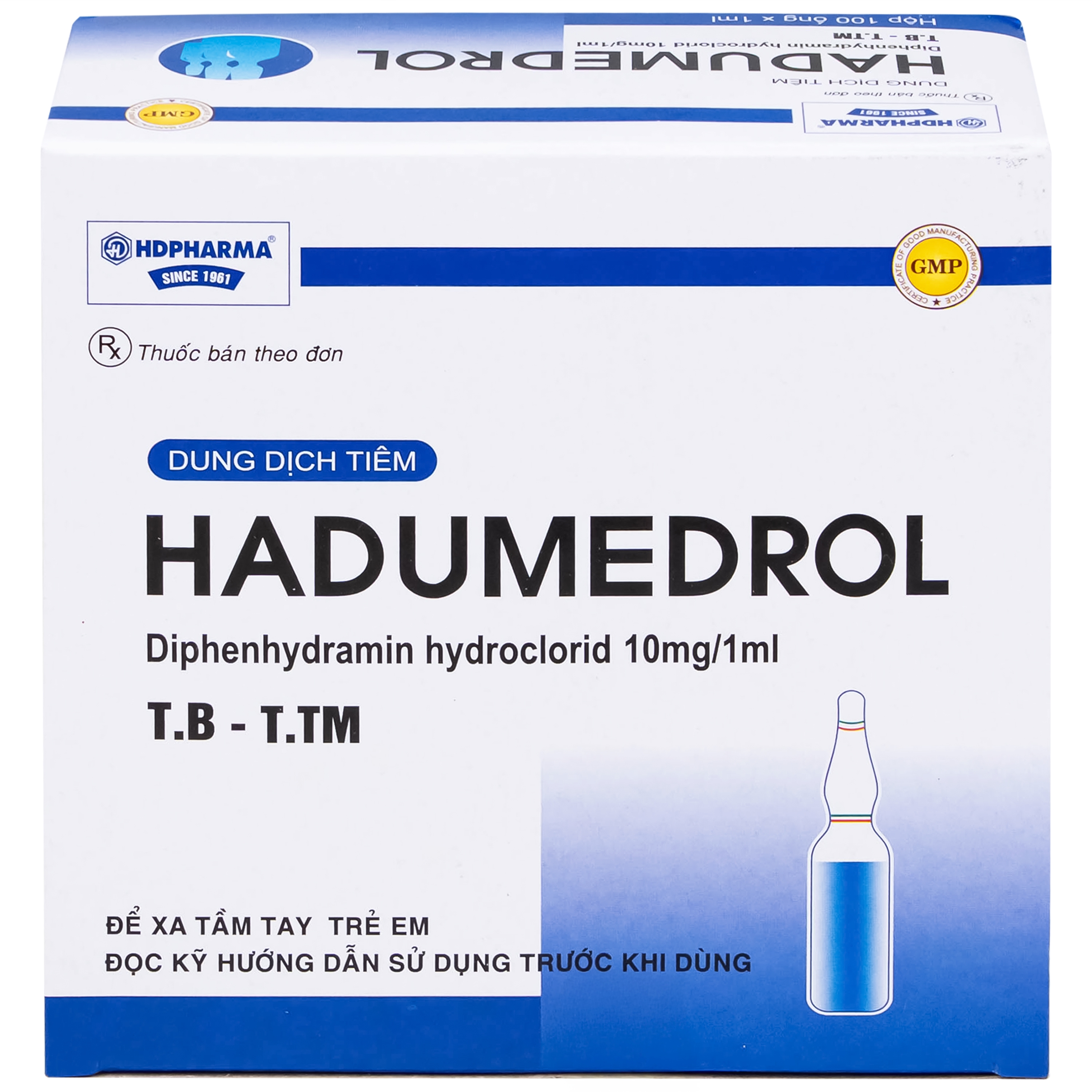 Hình ảnh Thuốc Hadumedrol 10mg/ml Hdpharma giúp chống buồn nôn hoặc chóng mặt (100 ống x 1ml)