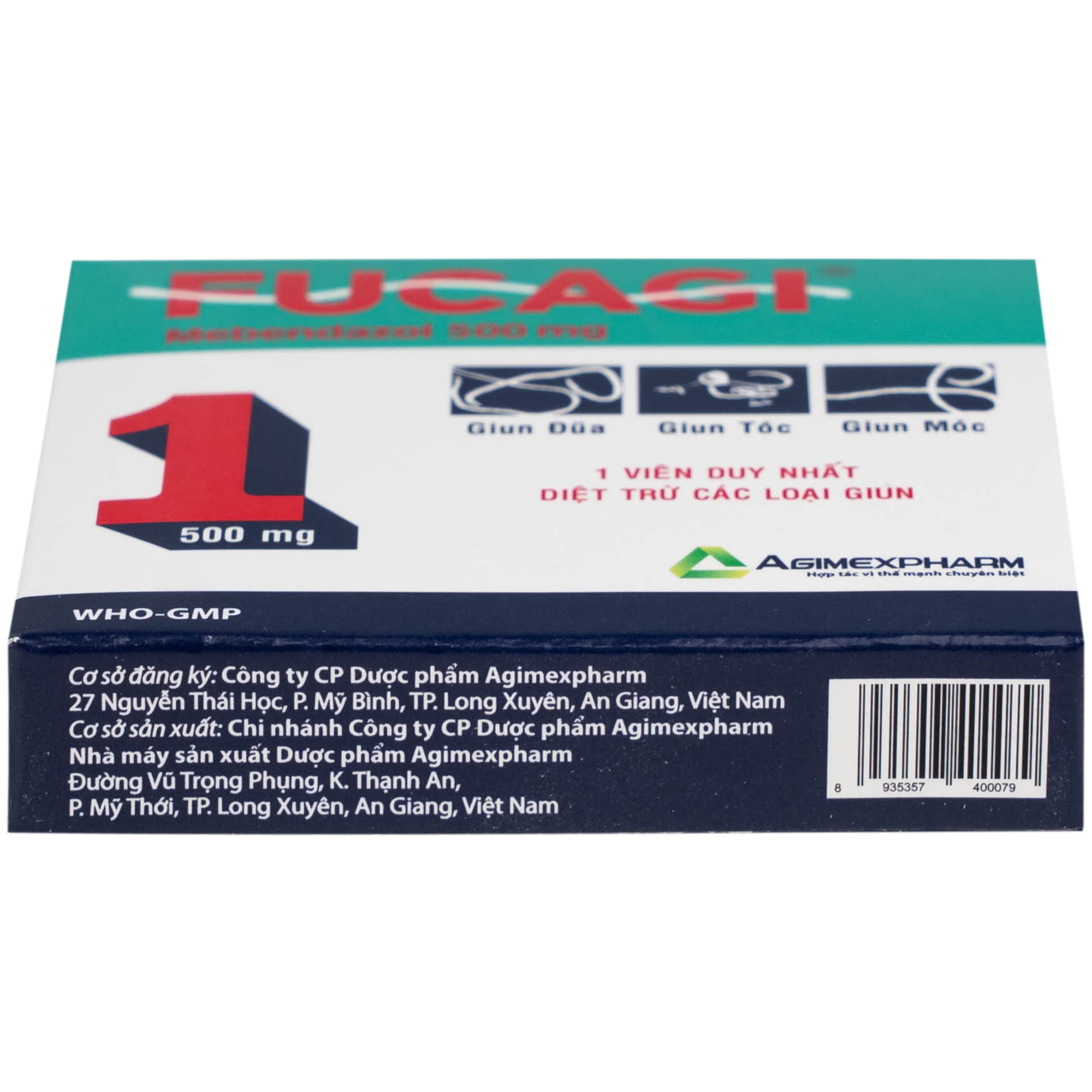 Hình ảnh Thuốc Fucagi 500mg Agimexpharm điều trị nhiễm một hoặc nhiều loại giun đường ruột (1 viên)