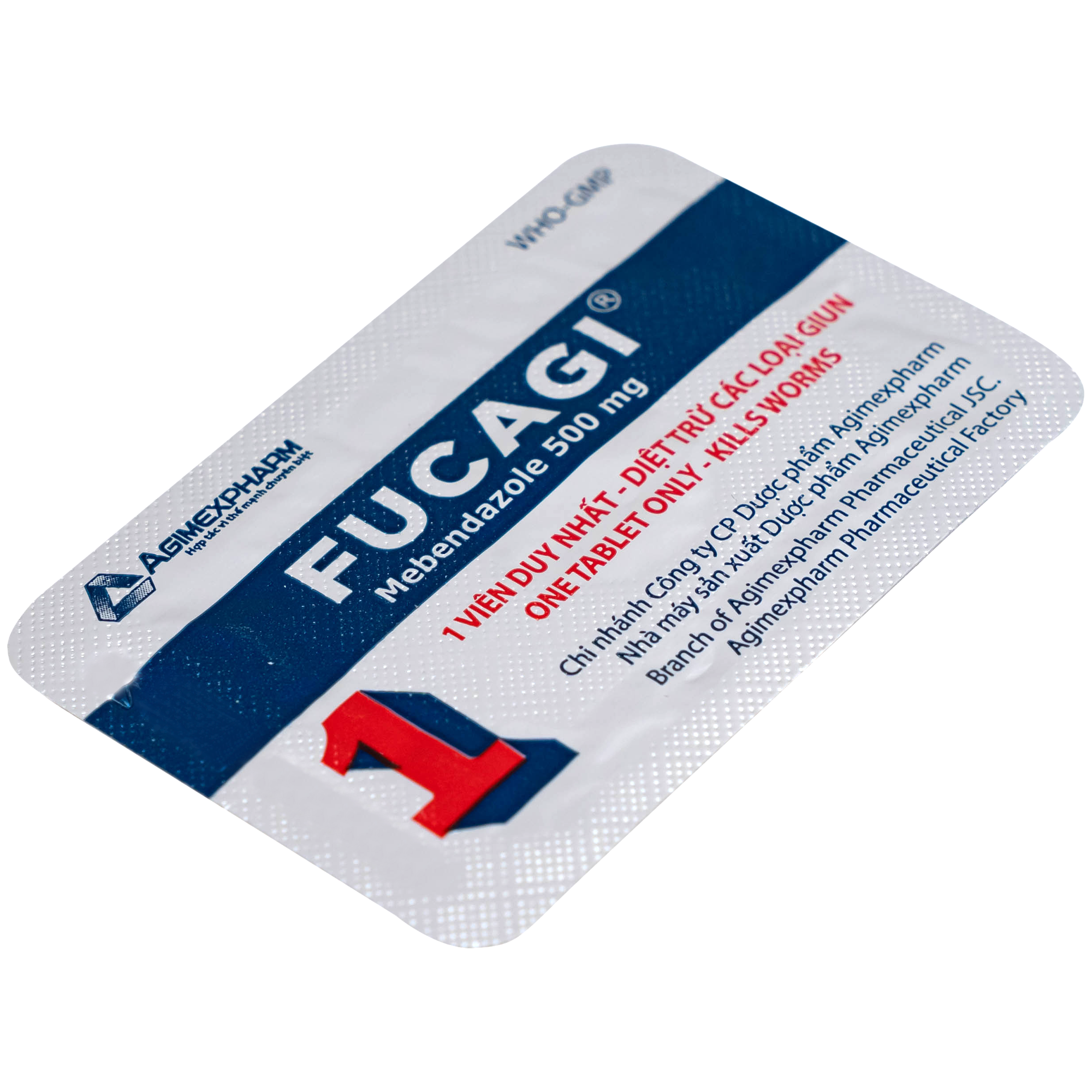 Hình ảnh Thuốc Fucagi 500mg Agimexpharm điều trị nhiễm một hoặc nhiều loại giun đường ruột (1 viên)