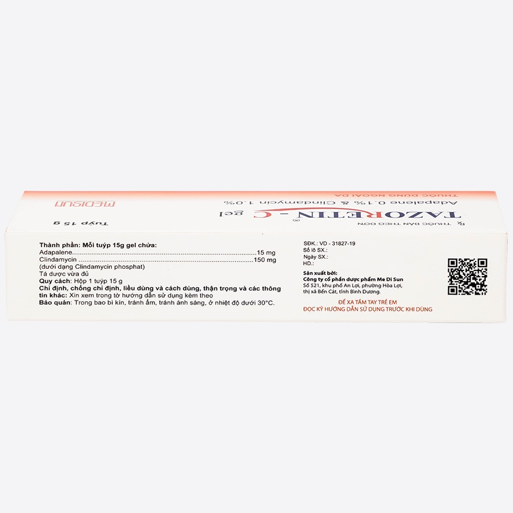 Hình ảnh Thuốc bôi ngoài da Tazoretin - C Gel 15g Medisun điều trị tại chỗ mụn trứng cá