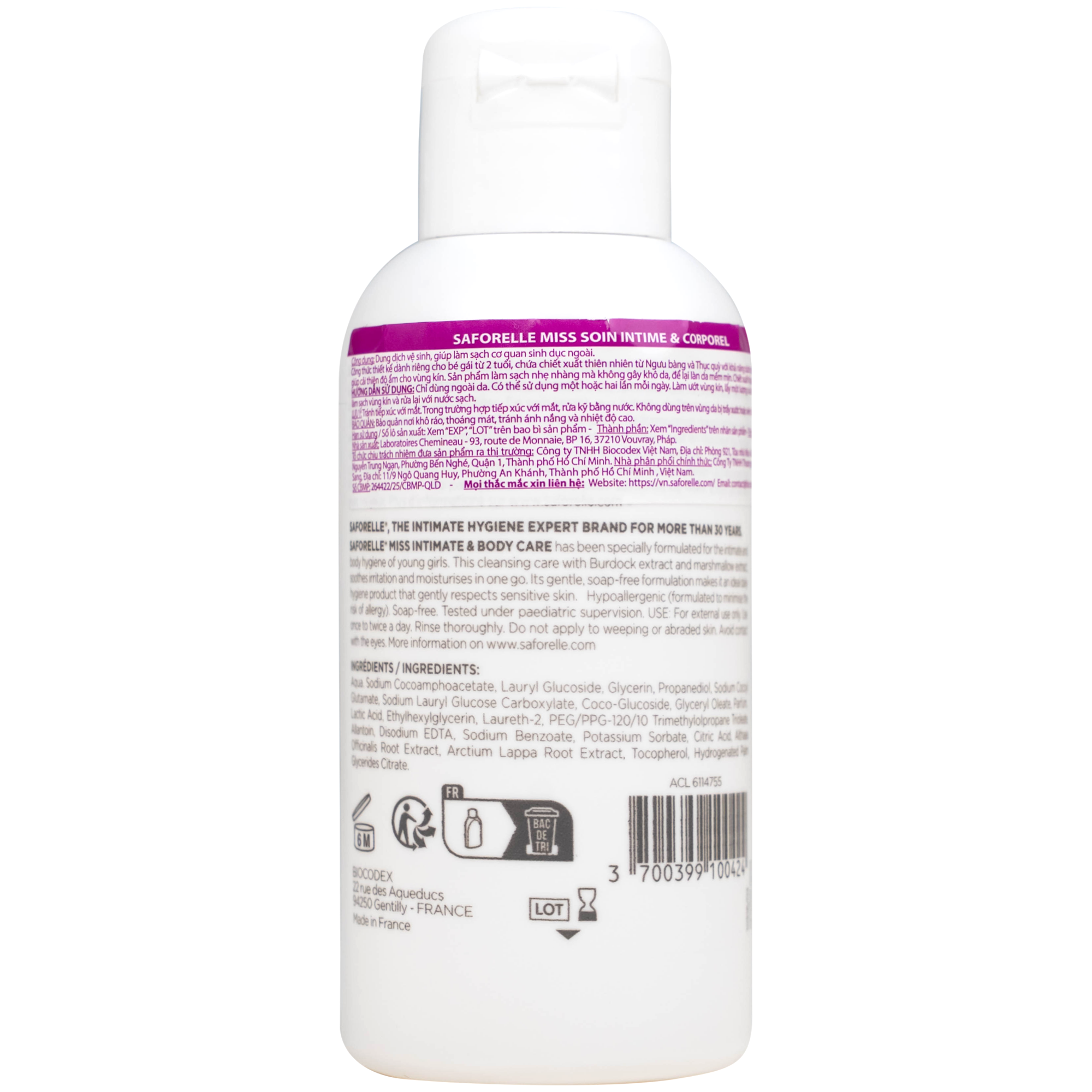 Hình ảnh Dung dịch vệ sinh cho bé Saforelle Miss dịu nhẹ, bảo vệ vùng kín (100ml)