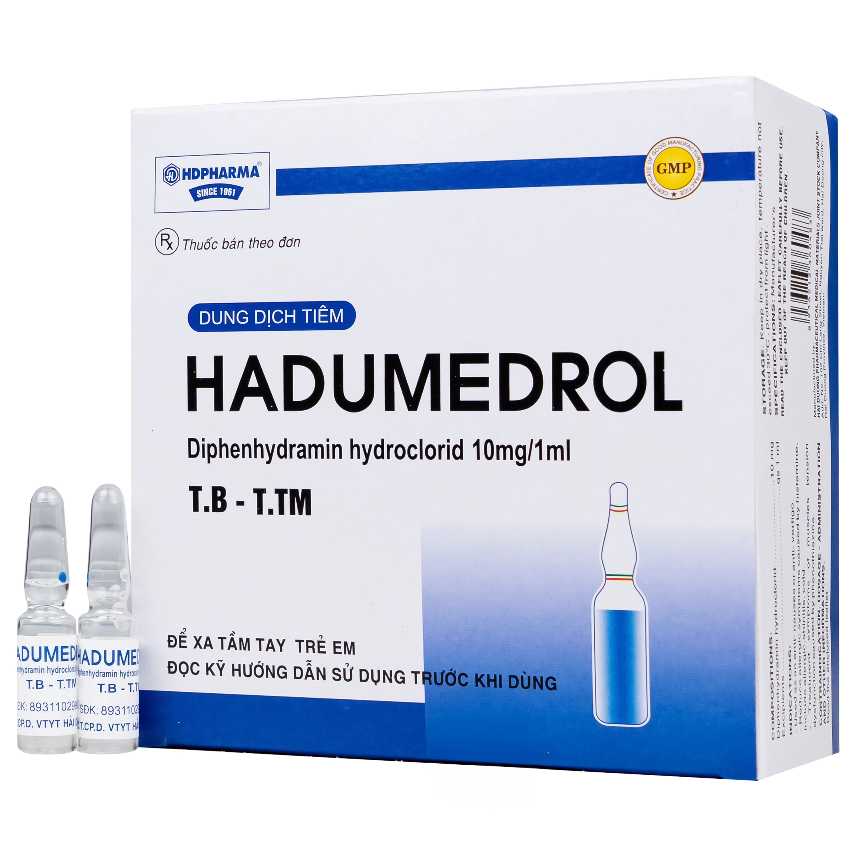 Hình ảnh Thuốc Hadumedrol 10mg/ml Hdpharma giúp chống buồn nôn hoặc chóng mặt (100 ống x 1ml)