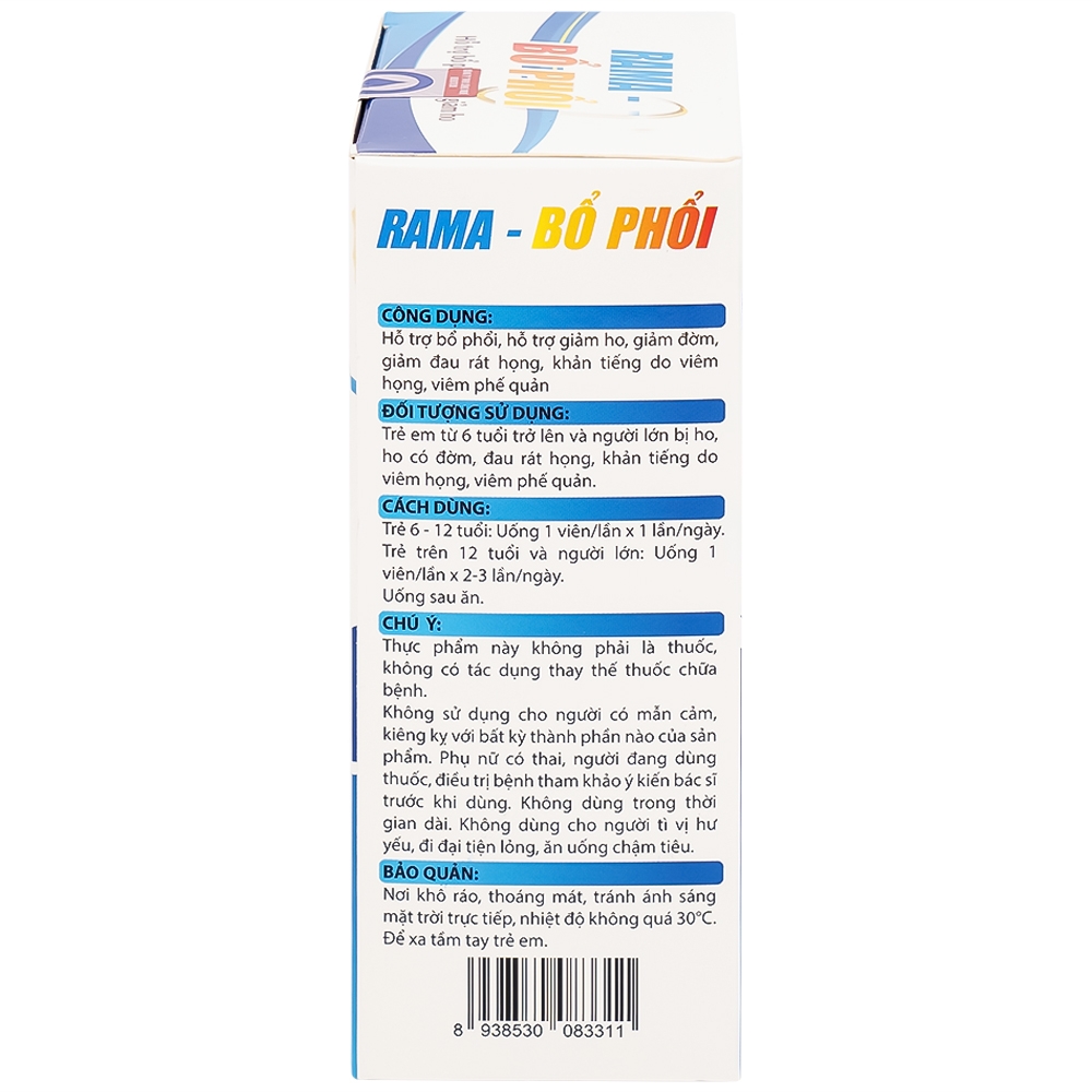 Hình ảnh Viên uống Rama Bổ Phổi hỗ trợ bổ phổi, giảm ho (30 viên)
