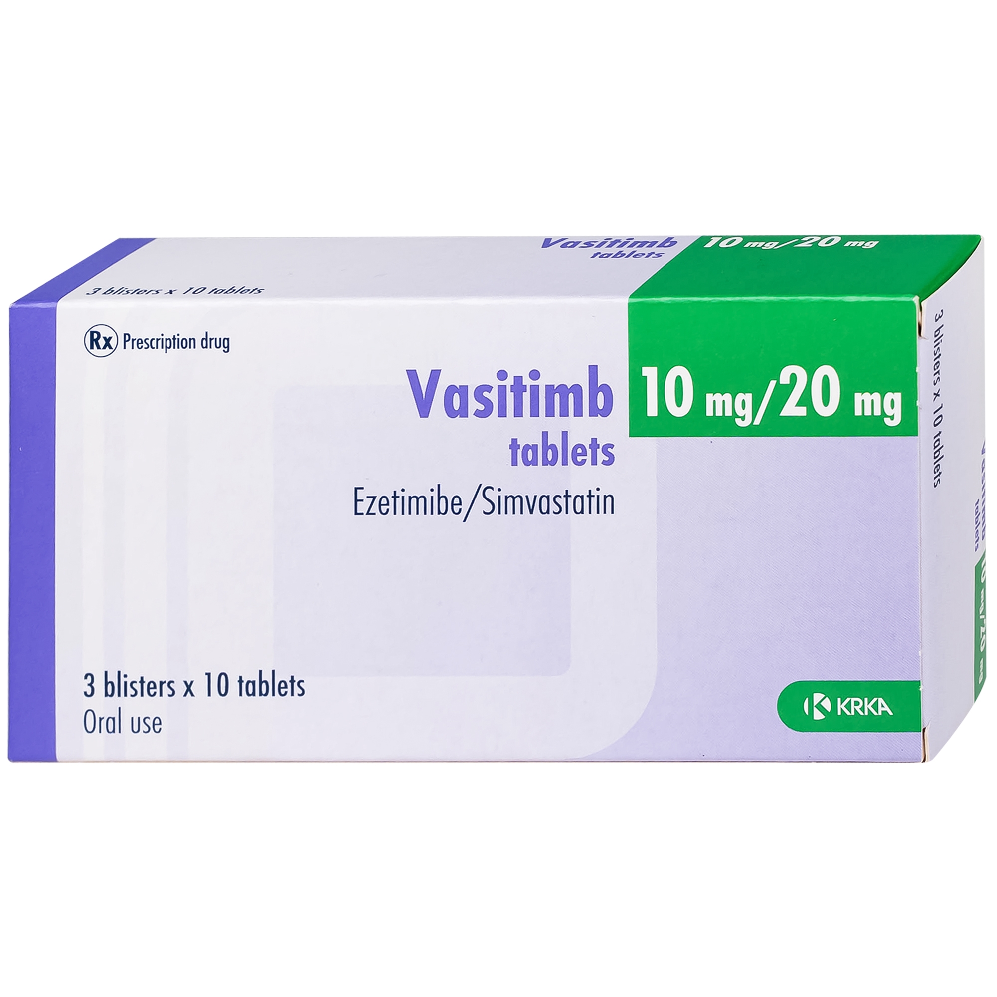 Hình ảnh Thuốc Vasitimb 10mg/20mg tablets Krka giúp phòng bệnh tim, điều trị tăng cholesterol máu, máu đồng hợp tử gia đình (3 vỉ x 10 viên)