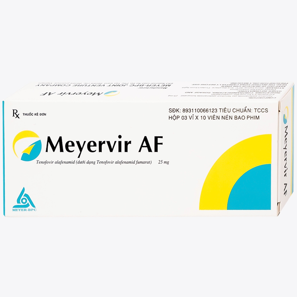 Hình ảnh Thuốc Meyervir AF 25mg Meyer-BPC điều trị viêm gan siêu vi B mạn tính (3 vỉ x 10 viên)