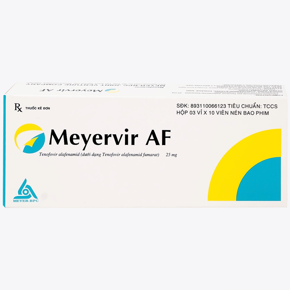 Hình ảnh Thuốc Meyervir AF 25mg Meyer-BPC điều trị viêm gan siêu vi B mạn tính (3 vỉ x 10 viên)