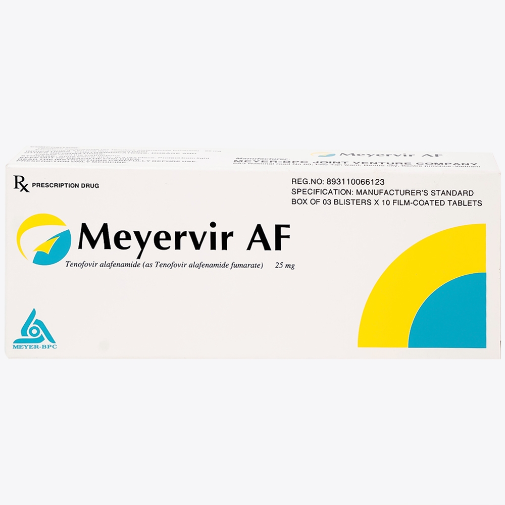 Hình ảnh Thuốc Meyervir AF 25mg Meyer-BPC điều trị viêm gan siêu vi B mạn tính (3 vỉ x 10 viên)