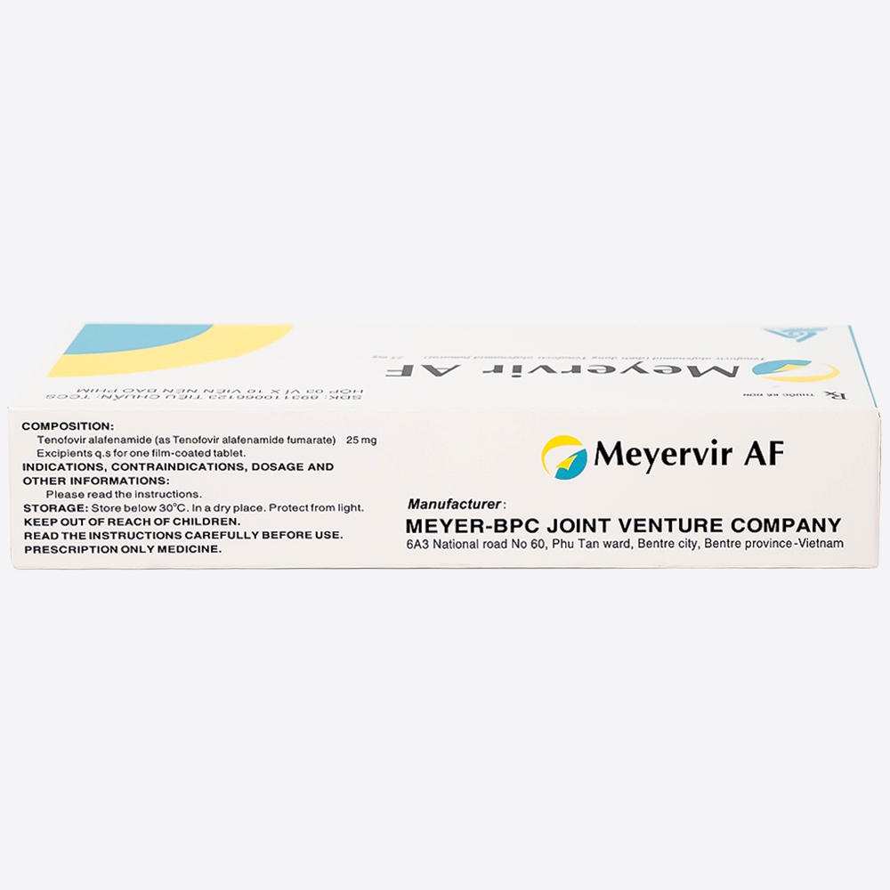 Hình ảnh Thuốc Meyervir AF 25mg Meyer-BPC điều trị viêm gan siêu vi B mạn tính (3 vỉ x 10 viên)