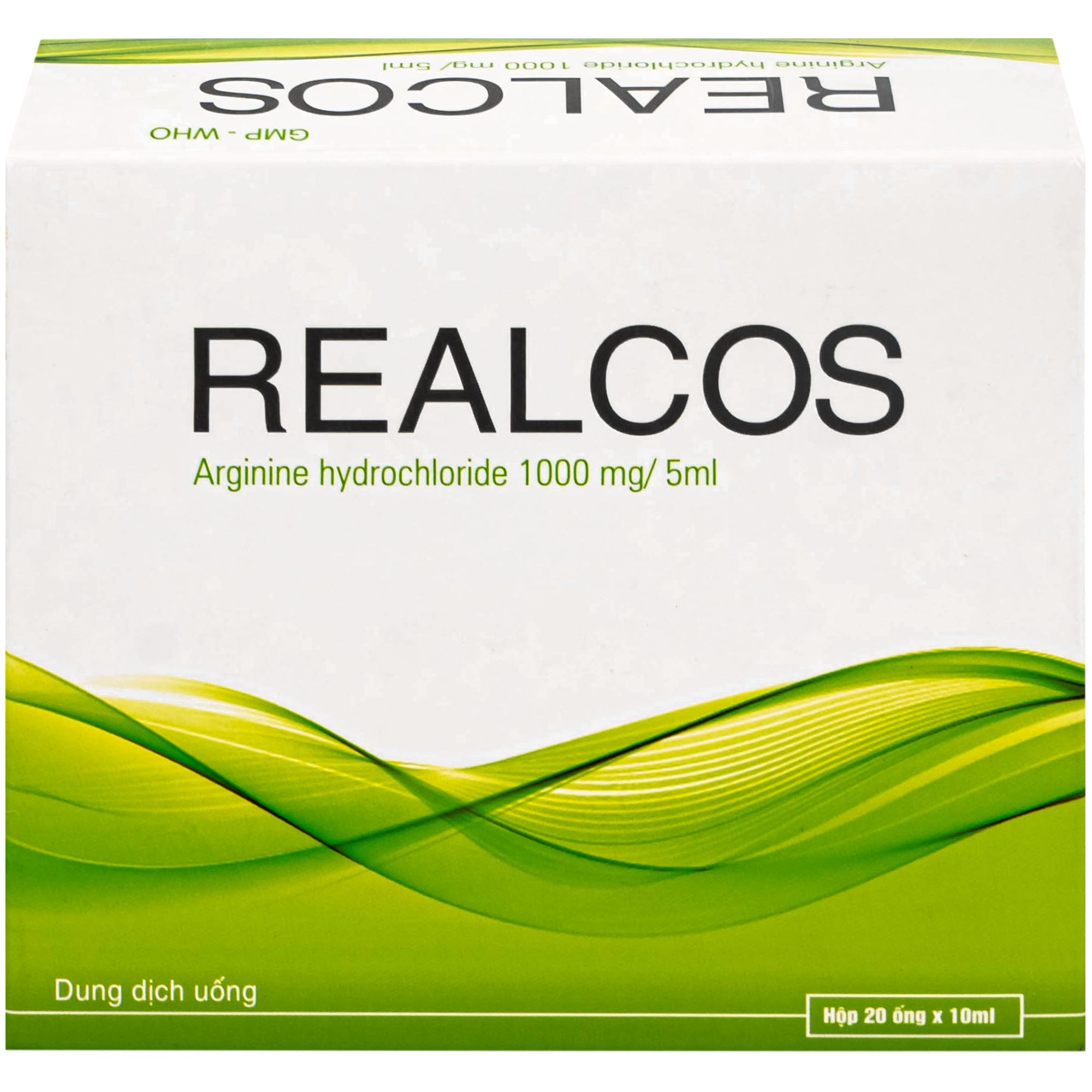 Hình ảnh Thuốc Realcos 1000mg/5ml Hà Nam điều trị các bệnh lý liên quan đến rối loạn chu trình urê, bao gồm thiếu hụt các enzyme (20 ống)