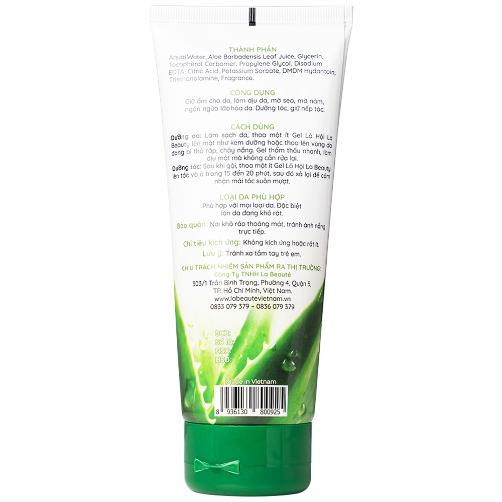Hình ảnh Gel Lô Hội La Beauty 180g giữ ẩm cho da, làm dịu da, mờ sẹo, mờ nám, ngăn ngừa lão hóa da 