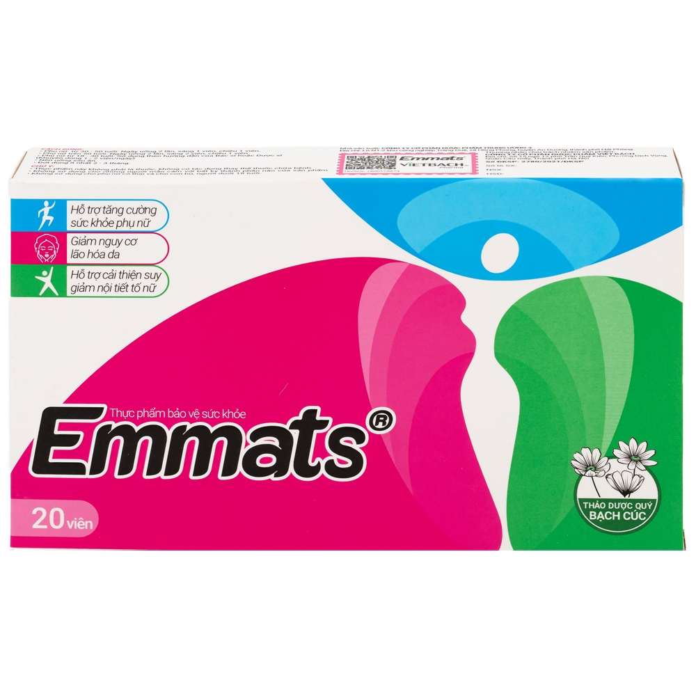 Hình ảnh Viên uống Emmats TW3 hỗ trợ giảm nguy cơ lão hóa, cải thiện suy giảm nội tiết tố (2 vỉ x 10 viên)