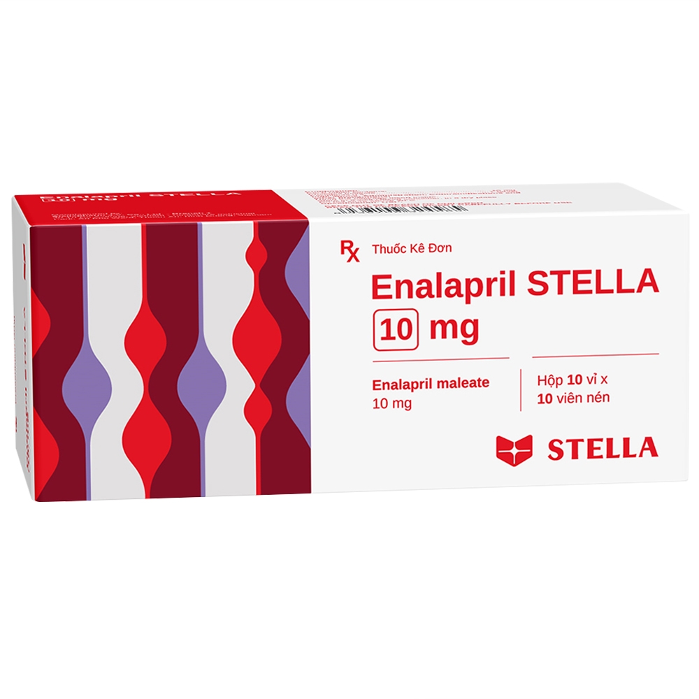 Hình ảnh Thuốc Enalapril 10mg Stella điều trị tăng huyết áp, suy tim sung huyết (10 vỉ x 10 viên)