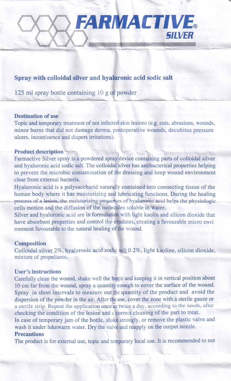 Hình ảnh Chai xịt bạc Farmactive Silver Spray hỗ trợ điều trị bỏng, trầy xước, vết loét dưới da (125ml)