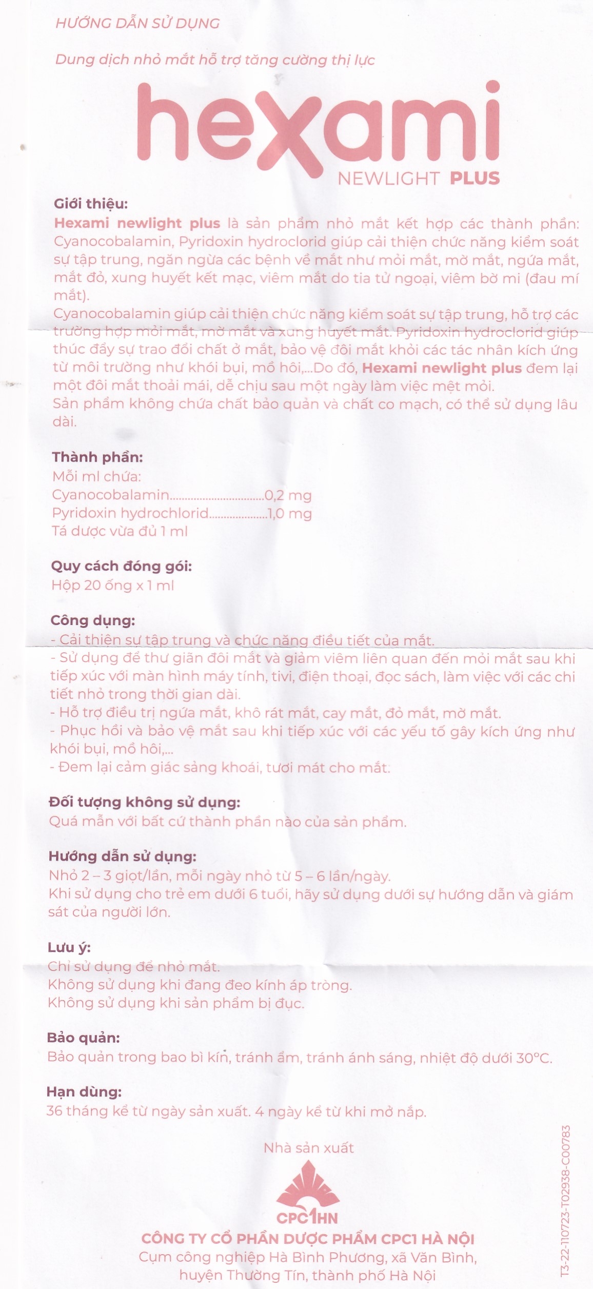 Hình ảnh Dung dịch nhỏ mắt Hexami Newlight Plus CPC1HN giảm mỏi mắt, mờ mắt, ngứa mắt, mắt đỏ (4 vỉ x 5 ống)