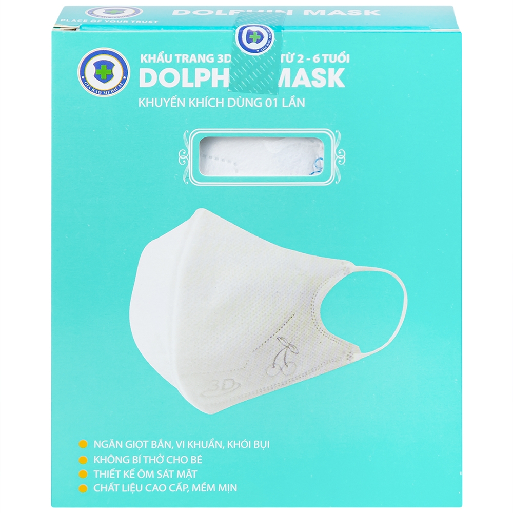Hình ảnh Khẩu trang 3D trẻ em Dolphin Mask 4 lớp ngăn giọt bắn, vi khuẩn, khói bụi (10 cái)